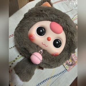 Baby Three Fortune Cat Zipper Plush Bag